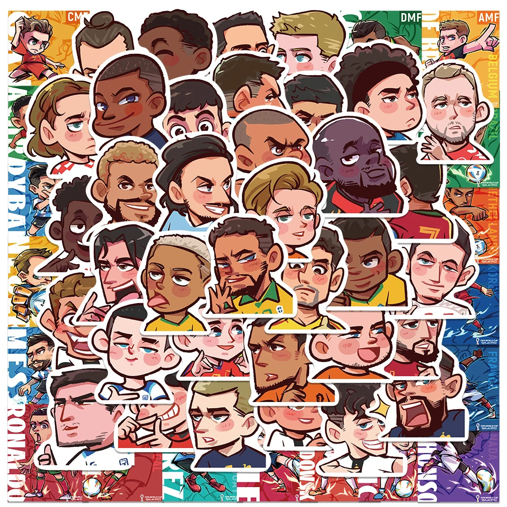 

10/30/54PCS Q Version Soccer Star Football Sports Stickers Cute Graffiti Scrapbooking Phone Laptop Stationery DIY Sticker Toys