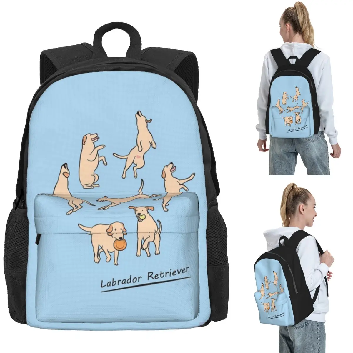 Playing Light Yellow Lab Labrador Retriever Backpack Daypack Large Capacity Kids BookBag School Bag Shoulder Bags for Men Women