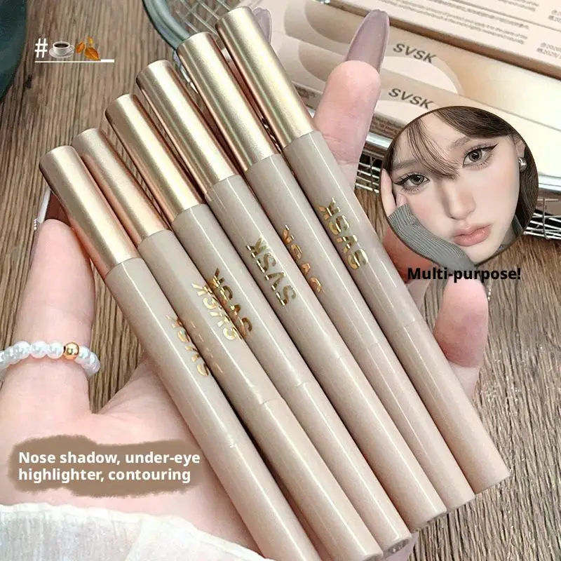 Doppelseitiger Konturenstift mit Pinsel, Nasen-Schattierungscreme-Stift, Gesichtskonturierung und Schattierung Make-up – Detail 7
