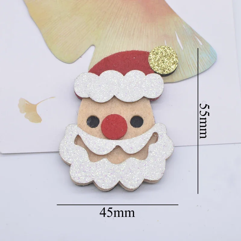 10Pcs Padded Applique Santa Claus Deer Mouse Head Tree House Bow Tie for DIY Christmas Headwear Hair Clips Bow Accessories Decor