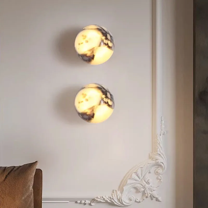 Bulgari Pattern Marble Ball Wall Lamps Nordic Postmodern Style Led Latern Home Decoration Luxury Decorative Backlight 90-260V