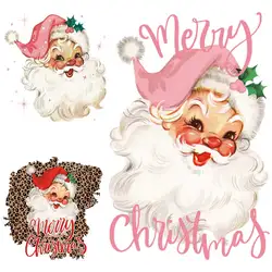 Cute Santa Claus Iron-on Transfer For Clothing DIY A-Level Washable T-shirts Thermal Stickers Merry Christmas Patches Appliqued