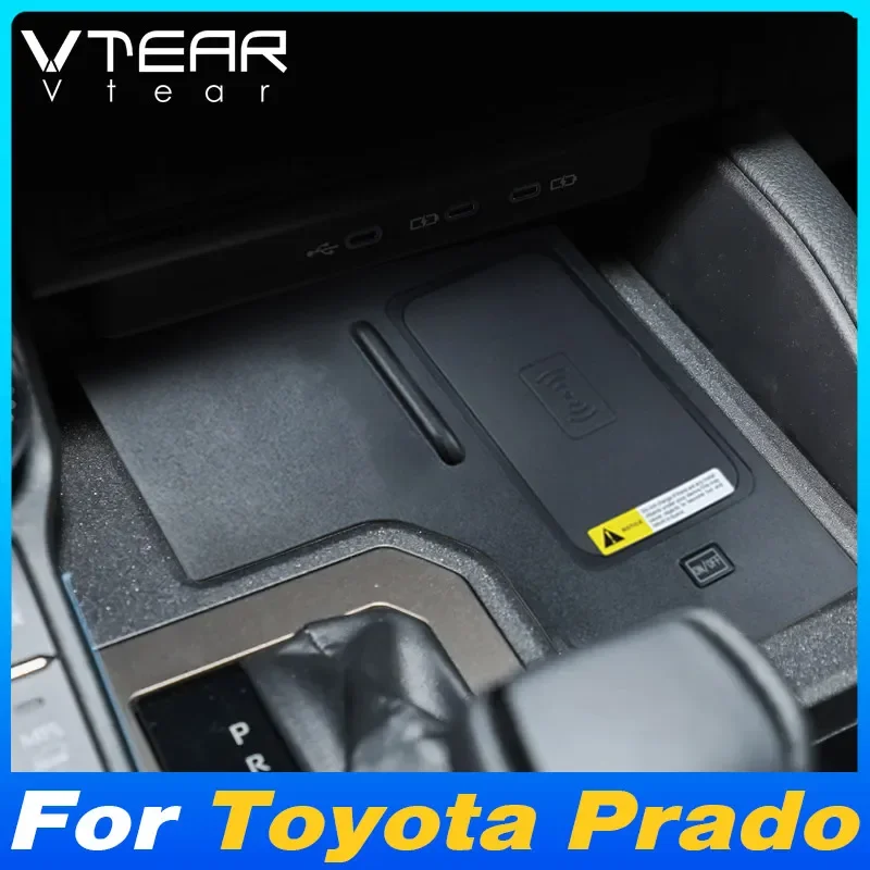 Car Wireless Charging Panel Adapter Fast Mobile Phone Charging For Toyota Prado 2024 2025 Interior Products Accessories