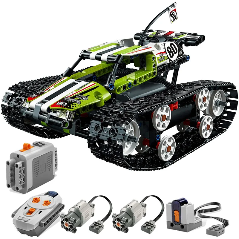 368 Piece Bricks RC Track Racing Car Technical Model Building Blocks Boy Birthday Kids Gifts Remote Control Toys For Children