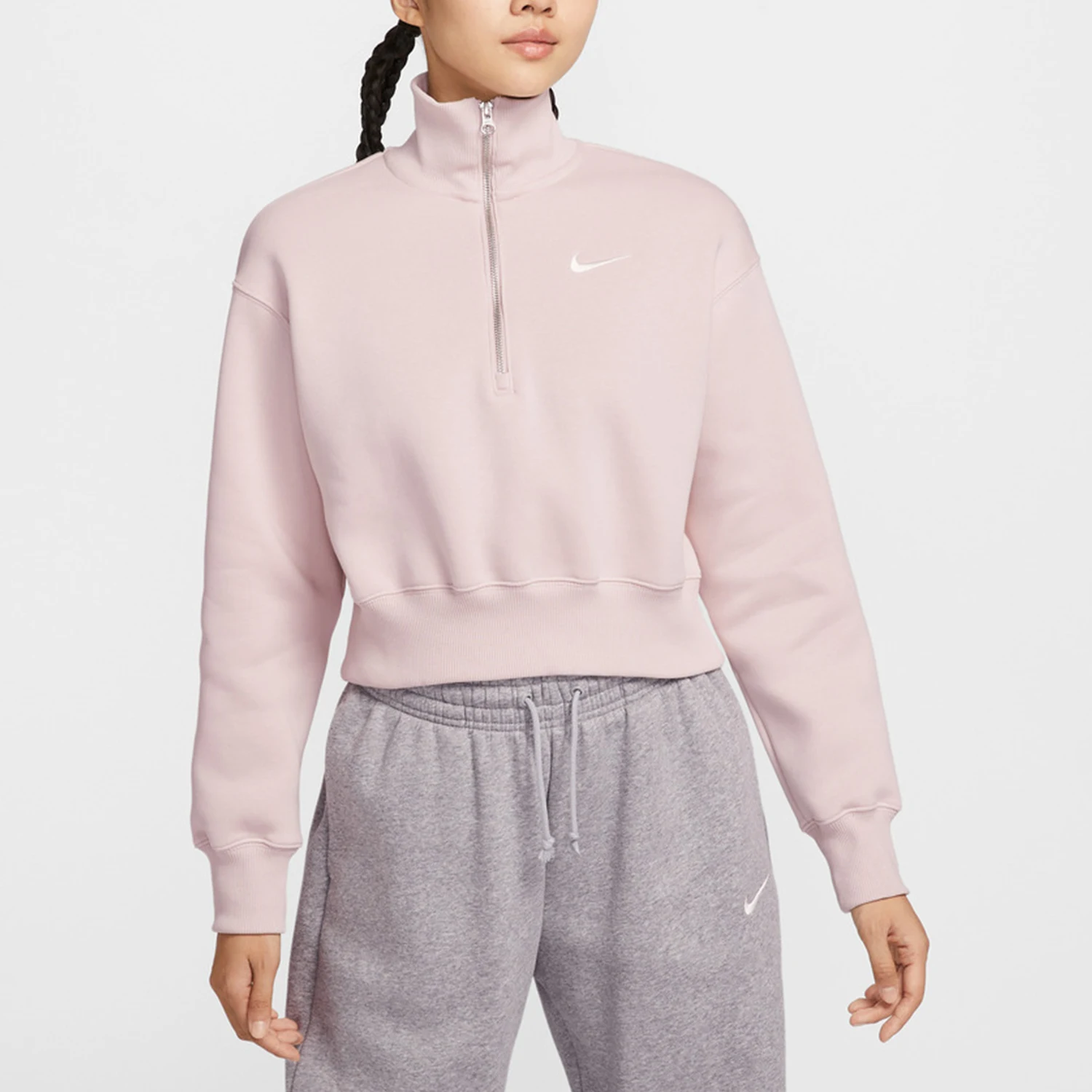 

Nike Authentic Women's Stand Collar Half Zip Fleece Hoodie Sweatshirt DQ5768-667
