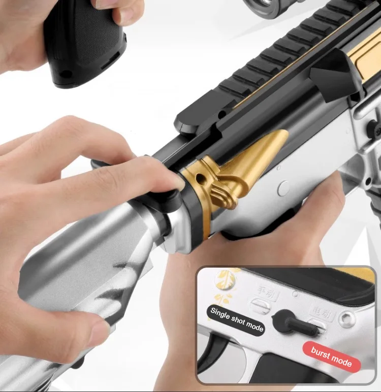 Burst M416 Fully Automatic Toy Gun Gel Bullet Hand-automatic Double Magazine Outdoor Parent-child Cs Interactive Game Gun