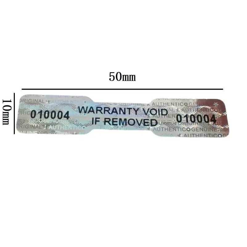 Bone-Shaped Holographic Warranty Labels 30-300pcs - Tamper-Evident Security Seals with Serial Numbers