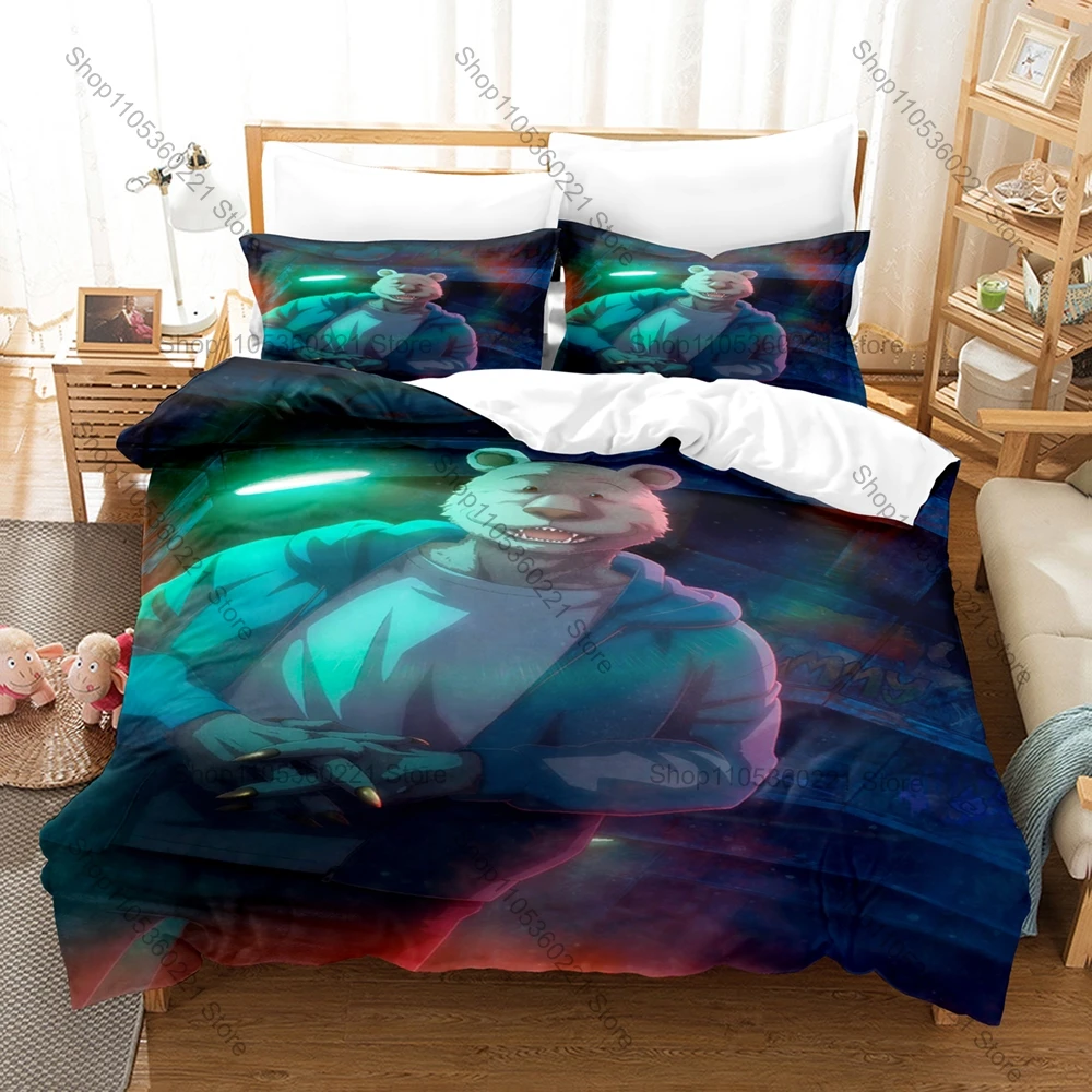 Dark Anthropomorphic Wolf Rabbit Deer Bedding Set Duvet Cover + 2 Pillowcases Furry Campus Anime Decor