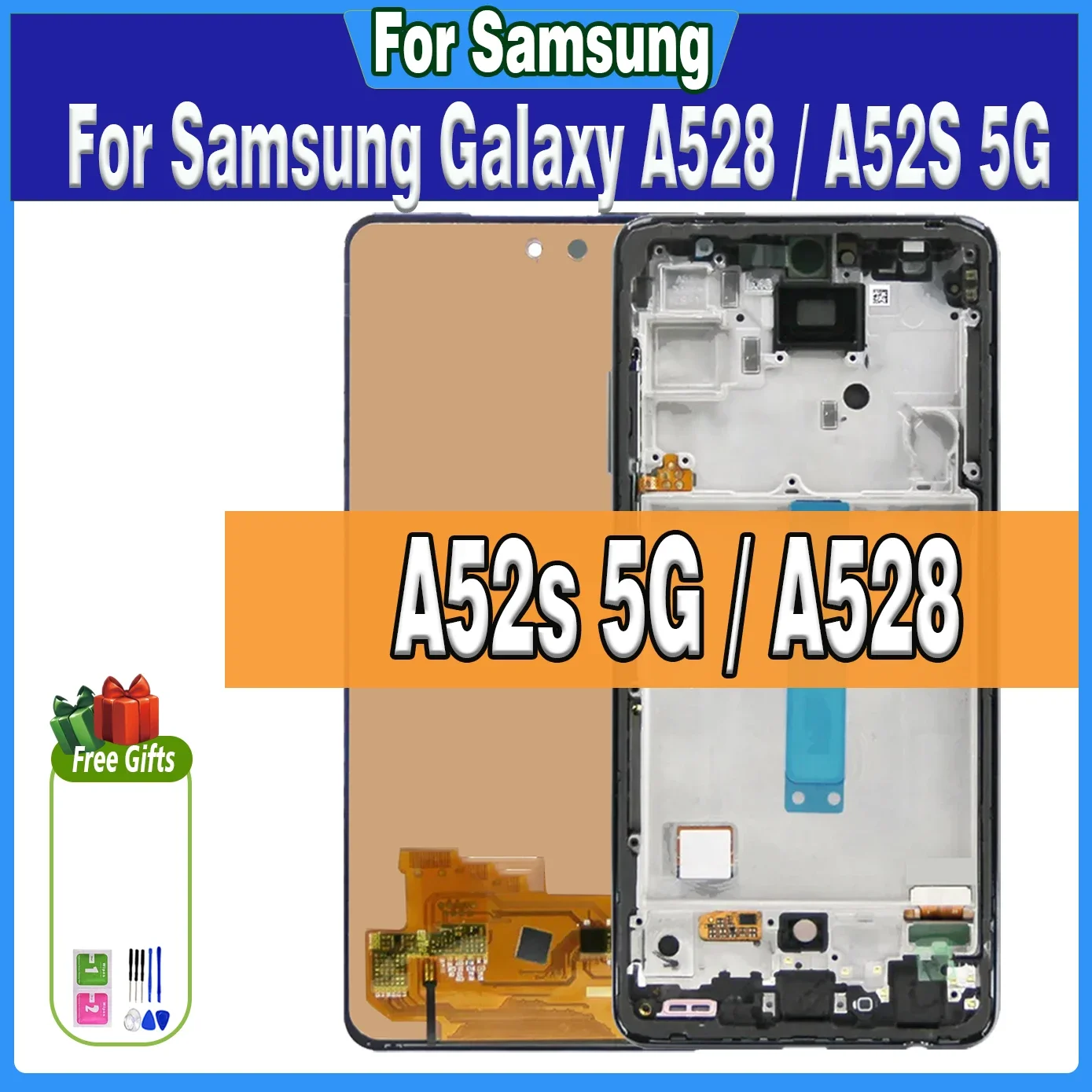 

100% протестированный 6,5 ''сенсорный ЖК-экран для Samsung Galaxy A52s 5G A528 A528B A528M A528B/DS, дисплей, дигитайзер, запасные части в сборе