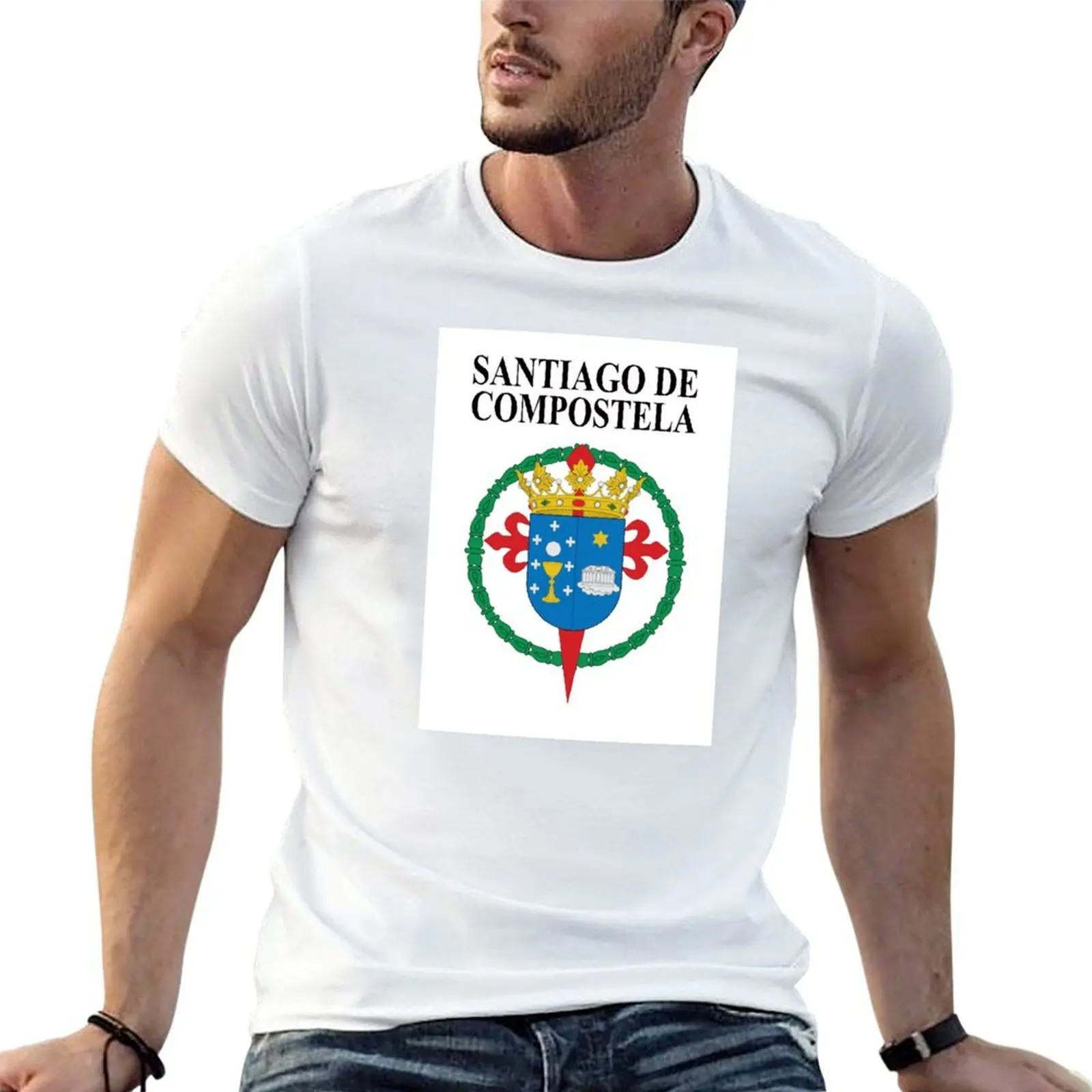 065_2A - SANTIAGO DE COMPOSTELA - COAT OF ARMS T-Shirt Funny t-shirt tops mens shirts graphic tee