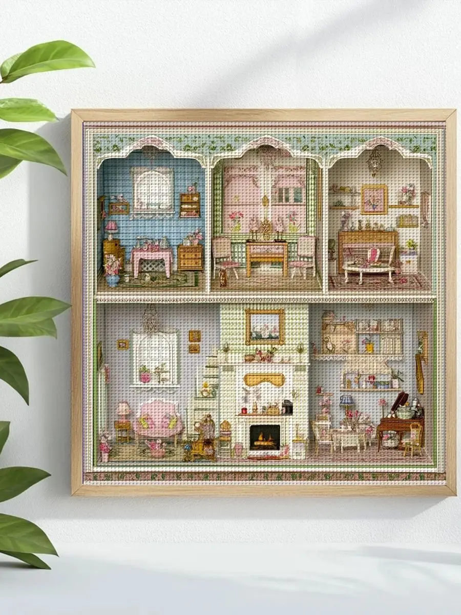 1 Stück 40X40CM/15,74 Zoll Heimdekoration Muster Gestempeltes Kreuzstich-Set DIY-Set 11CT/14CT DIY Stickerei-Set DIY Kreuzstich – Detail 1