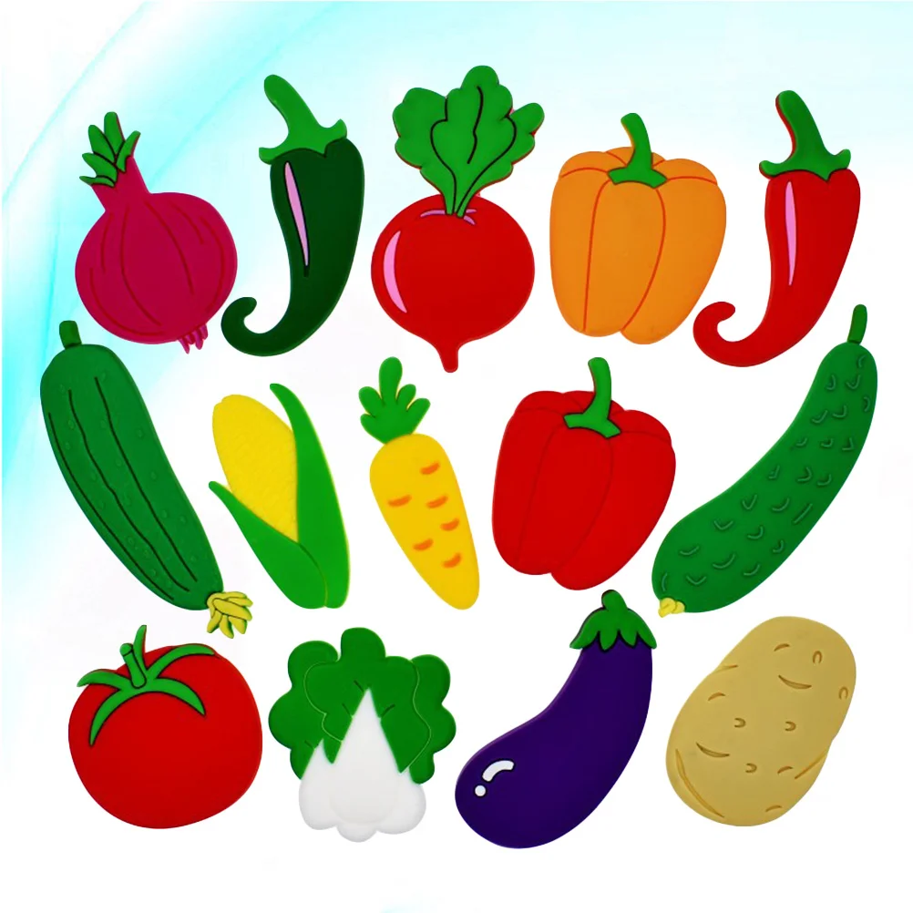 

14Pcs Vegetable PVC Fridge Magnets Set Safe Adhesive for Refrigerator Air Conditioner Washing Machine Office Blackboard