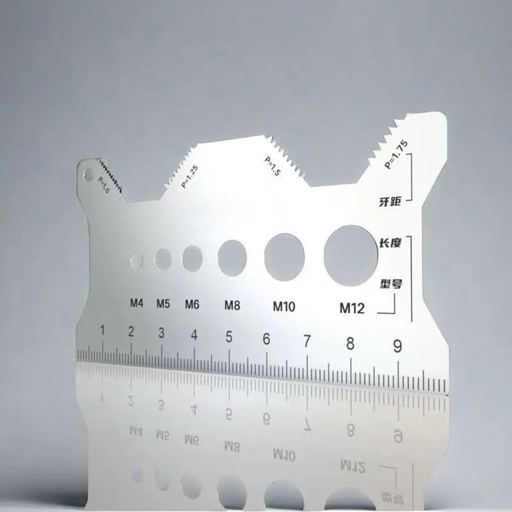 5PCS 1-100mm Stainless Steel Double-Sided Bolt Gauge Card Thread-Checker Flat Measuring Caliper Thread For Electronics Crafts