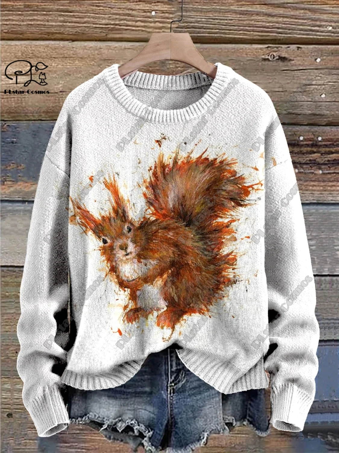 New animal series 3D printed cute squirrel rabbit raccoon hippopotamus art print ugly sweater winter casual unisex sweater