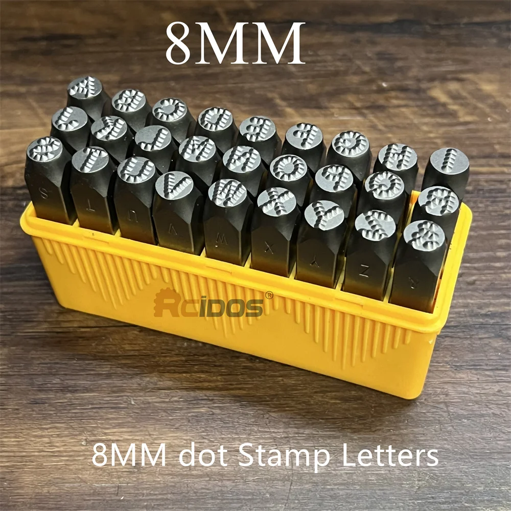 German Style Letters 8MM Dot stamps,RCIDOS Steel word punch stamp/matrix stamp letters, A-Z & 27pcs /box