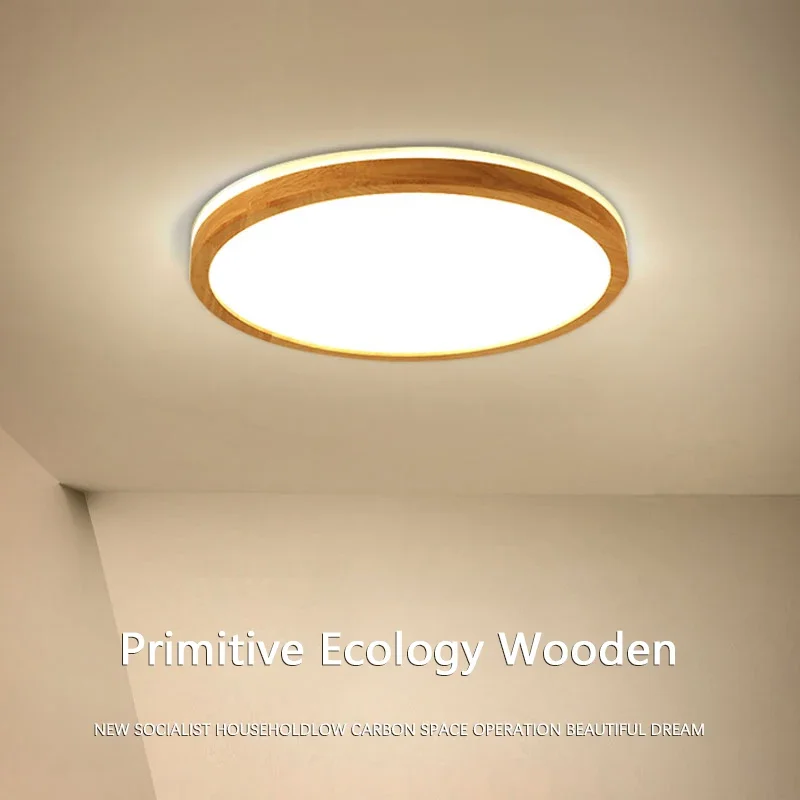 

Wood Lighting For Bedroom Modern Decorate Living Room Hall Kitchen Ceiling Lamp Square Ring Smart Remote Control Led Chandelier