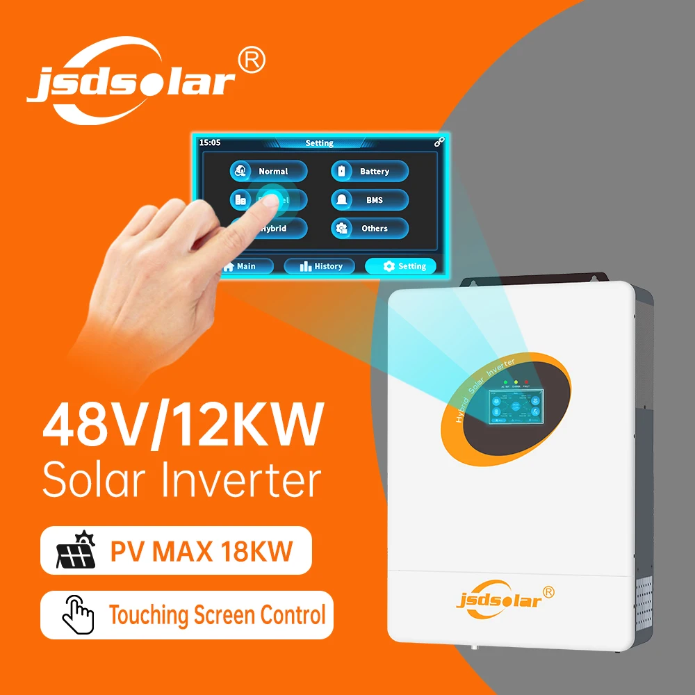 

Jsdsolar 12kW Hybrid Solar Inverter Pure Sine Wave Power Split Phase Solar Panels with Battery and Inverter for Residential