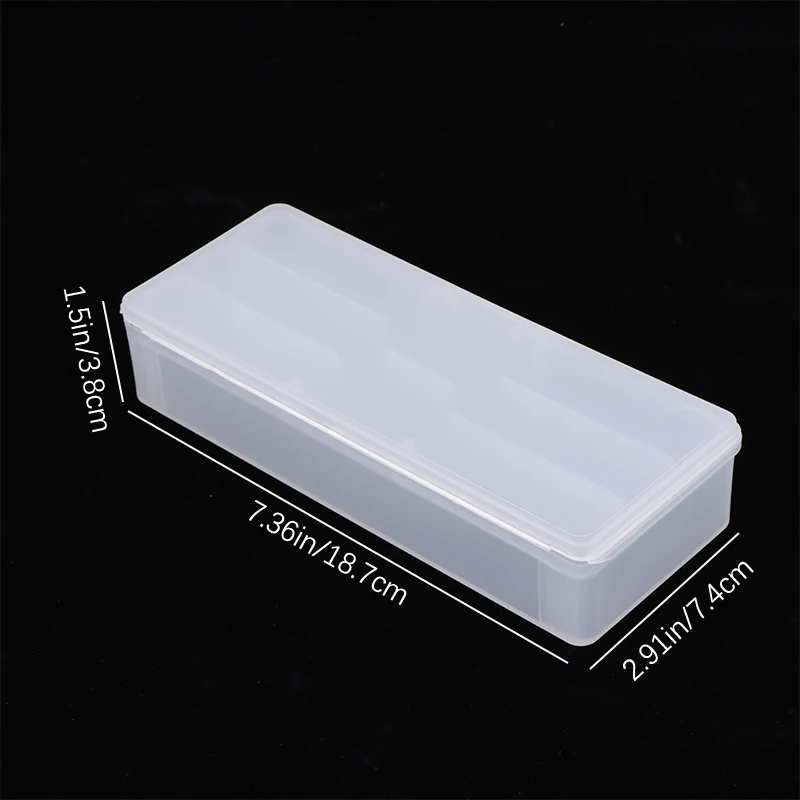 Double-Layer Nails Art Organizer Empty Box Rectangle Storage Box Pen Brush Polishing Nail Buffer Files Plastic Container
