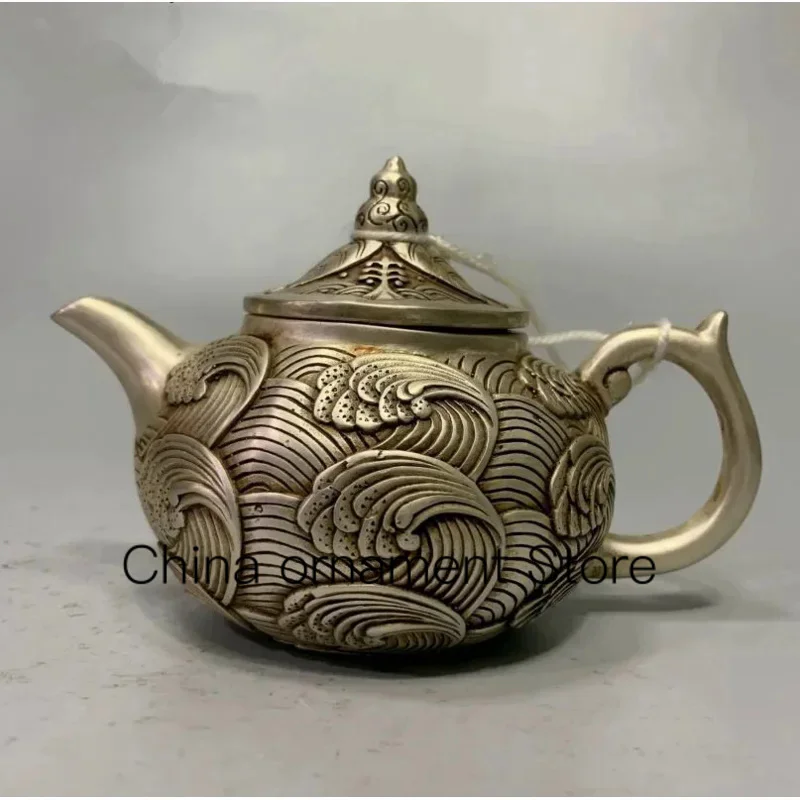 

China White copper spindrift teapot crafts statue