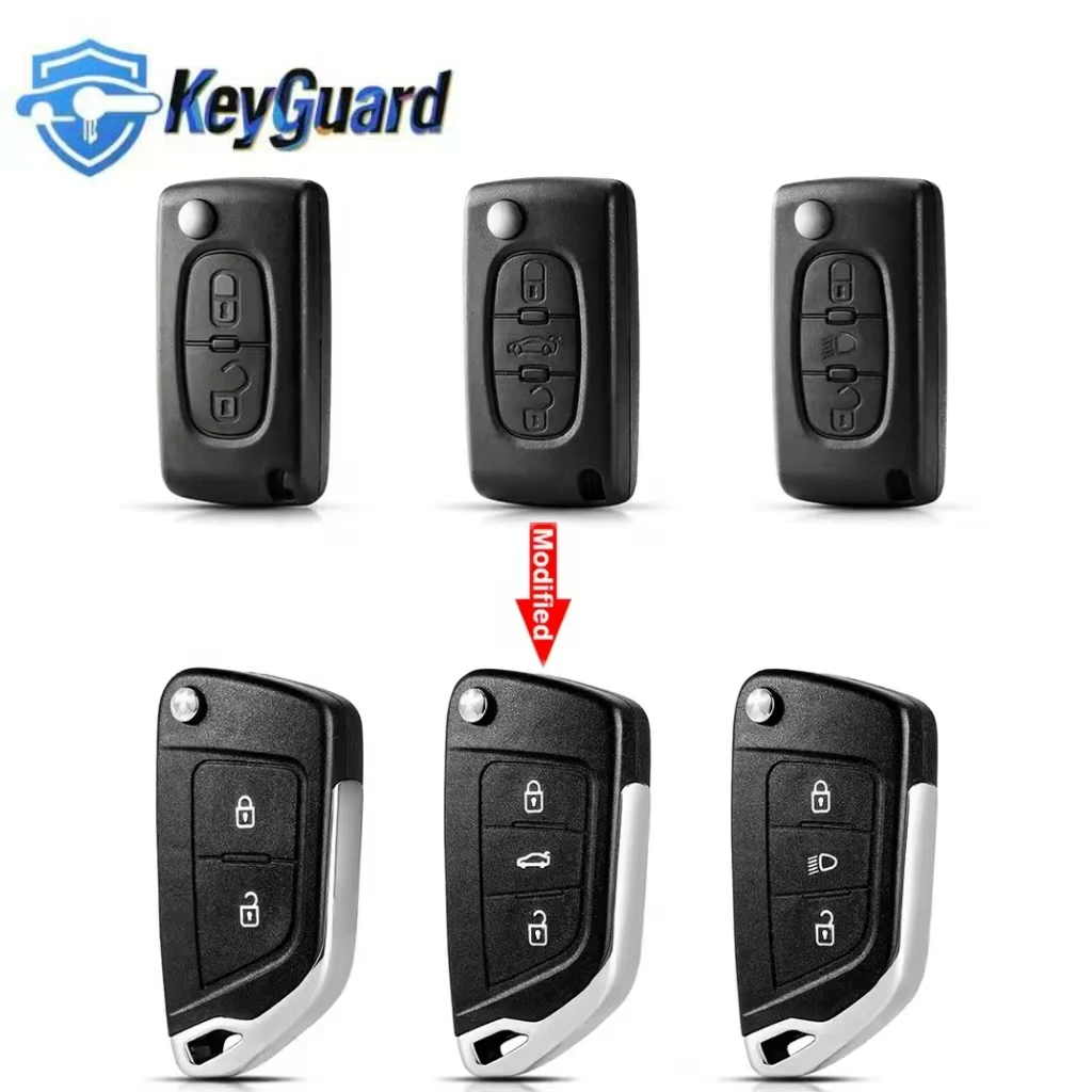 

Keyguard Modified Car Key Case For Peugeot 107 207 307 407 306 308 408 508 Partner CE0523 CE0536 For Citroen С2 C4 С3 С5 C6