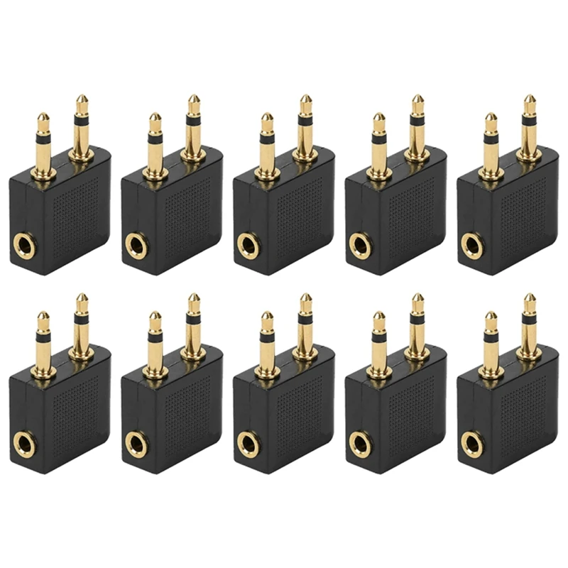 10Pcs 3.5Mm Plug Adaptor Jack Audio Headphone Converter Adapter Headset Connector For Airline Airplane Travel Earphone Parts Kit