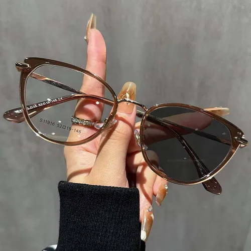 Imagen 2 del producto Gafas de lujo para miopía con forma de ojo de gato para mujer, gafas fotocromáticas para miopía, gafas para ordenador con bloqueo de luz azul de 0 a 4,0
