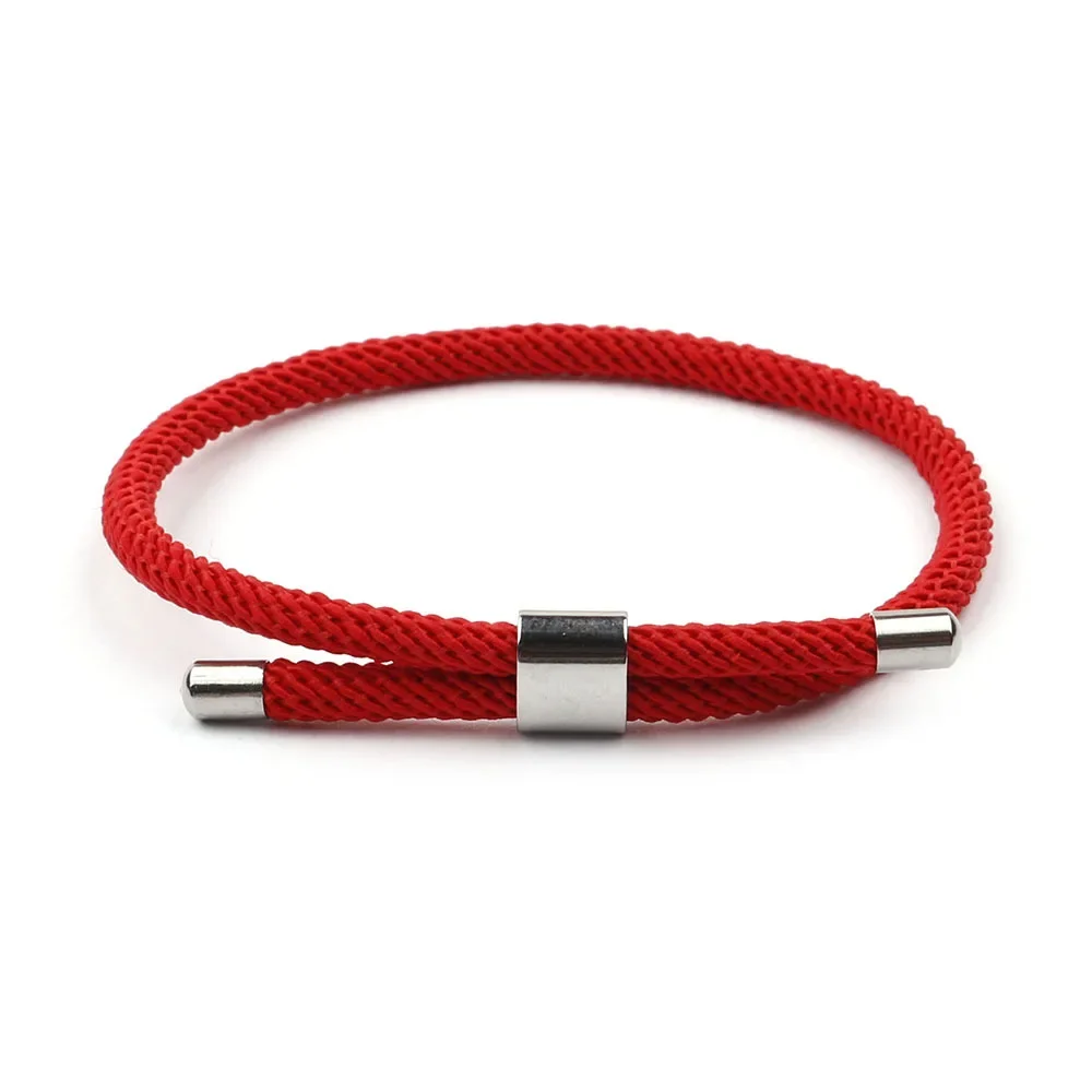 Meetvii Lucky Red MiLan Rope Bracelets Mens Women Simple Adjustable Stainless Steel Buckle Couple Yoga Wrist Jewelry