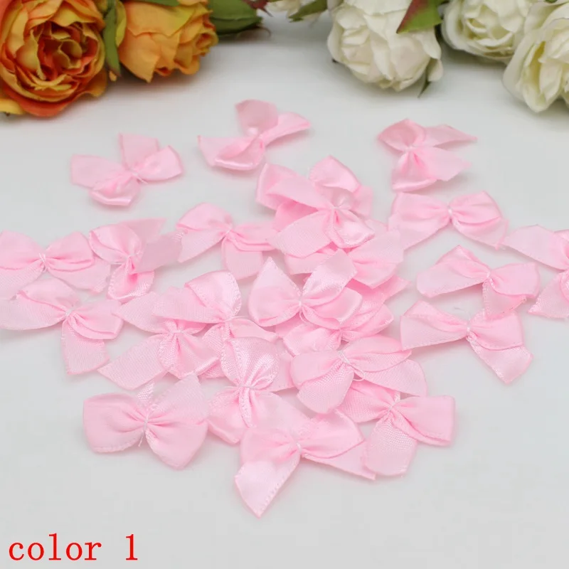 50-100 Stück/Packung 2*2,5 cm kleine Dacron Band Bogen Blume Handwerk Dekoration Handarbeit DIY Party Dekoration farbige Band Schleifen – Detail 9