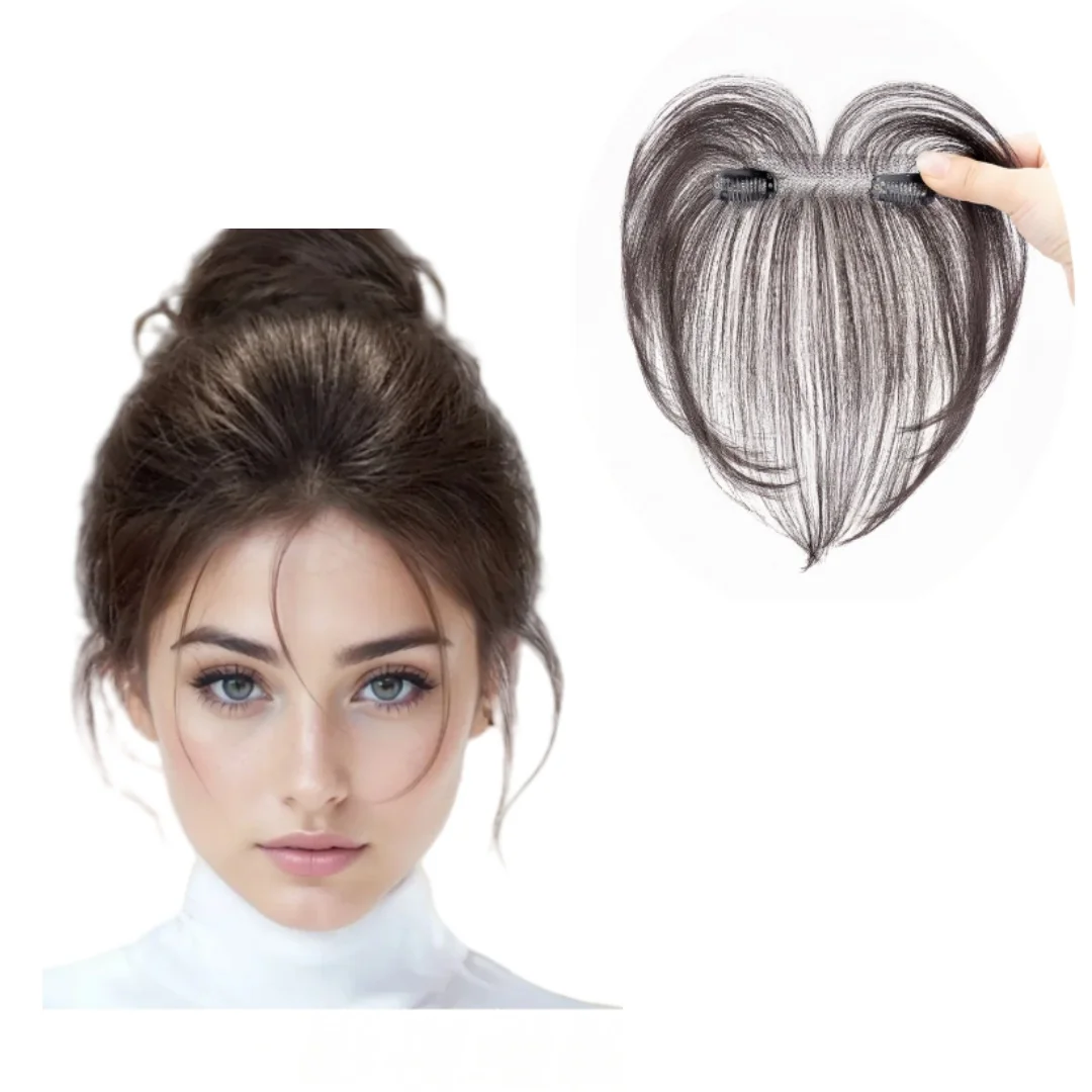 

12x2 см заколка для детских волос, челка ручной работы, натуральный лоб, нашивка для волос для женщин, невидимые прямые шиньоны, дышащие