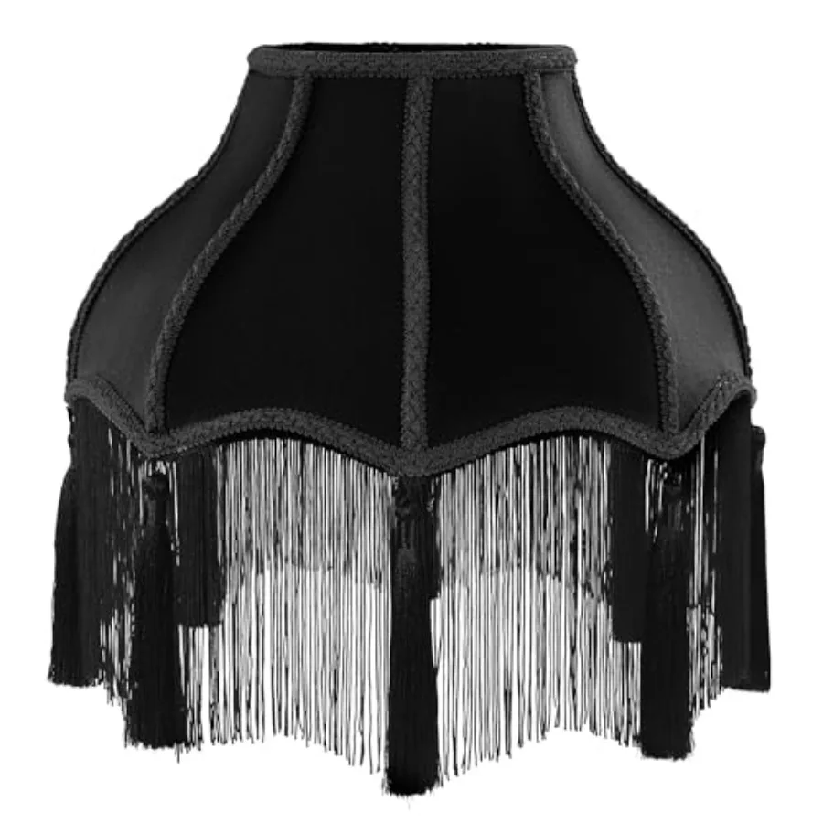 

Винтажный бархатный абажур в викторианском стиле с кисточками и бахромой, 6.4"x13"x12.3", в форме колокола, с фестончатым краем, для настольных ламп