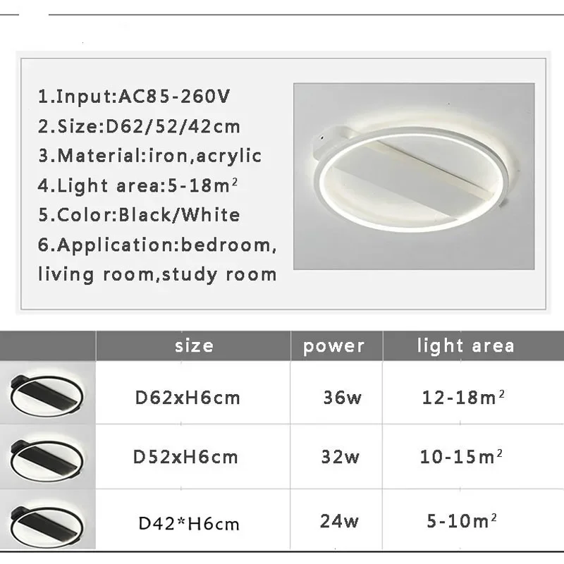 الاكريليك أضواء الثريا الحديثة داخلي بسيط LED الثريا لغرفة النوم المطبخ غرفة المعيشة تركيبات D62/52/42 سنتيمتر