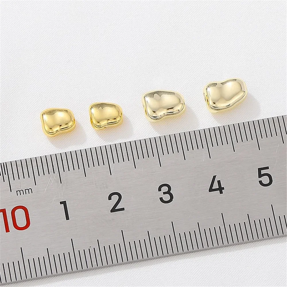

14K Package Gold Glossy Surface Irregular Bean Straight Hole Separated Beads DIY Handmade Bracelet Necklace Material Accessories