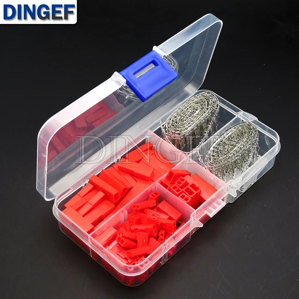 50Set 2.54Mm Jst Syp 2P 2Pin Vrouwelijke & Mannelijke Rode Plug Behuizing Crimp Terminal Connector Kit JST-SYP-2A voor Rc Lipo Batterij