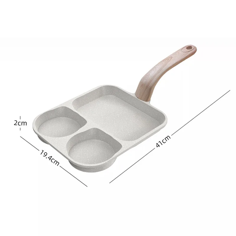 2024 Hotselling Product Medical Stone Fried Egg Steak Plus 3-in-1 Breakfast Multifunctional Non-stick Pan