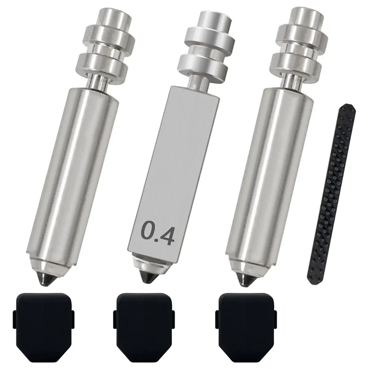 L70A 3PK 0.4mm Bimetallic Integrated Hardened Steel Nozzle for Anycubic Kobra X W/3PK Silicone Cover and 1 Nozzle Wiper