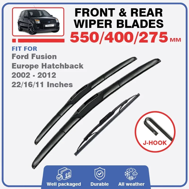 For Ford Fusion Europe Hatchback 2002 - 2012 Front ＆ Rear Wiper Blades Windshield Brushes Cutter Accessories 2007 2008 2010 2005