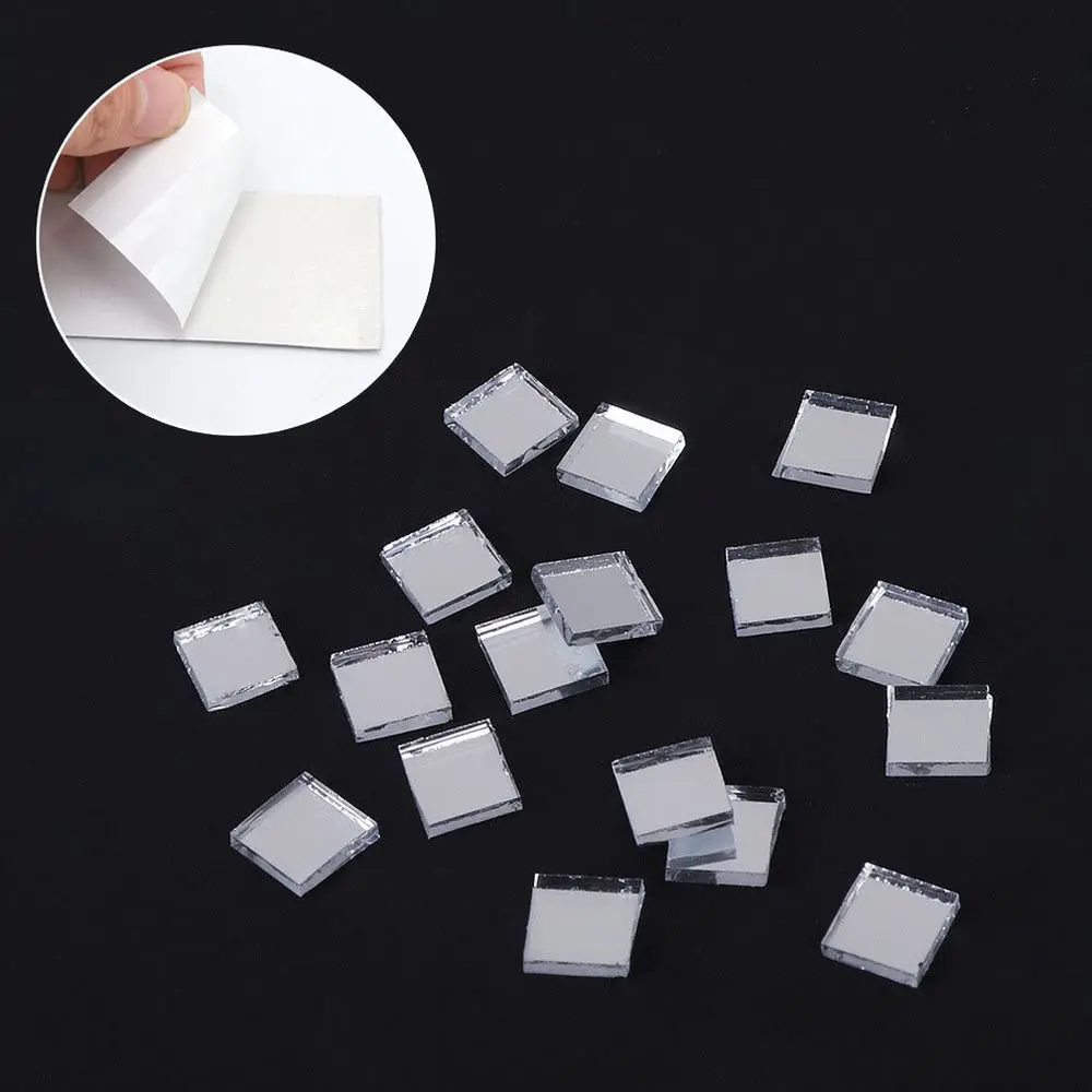 Reflective Glass Mosaic Tiles Adhesive Wall Sticker Decorative Flexible Film For Modern Room Decor DIY Crafts Rose Gold