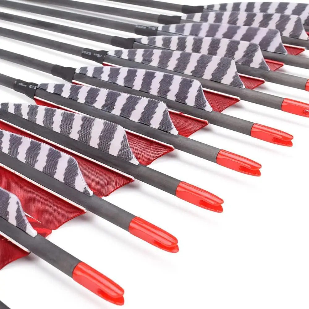 الكربون 600-700 العمود الفقري 30 سهم ريشة تركيا مع نقاط المسمار للصيد الأقواس التقليدية والمنحنية والمجمعة #4