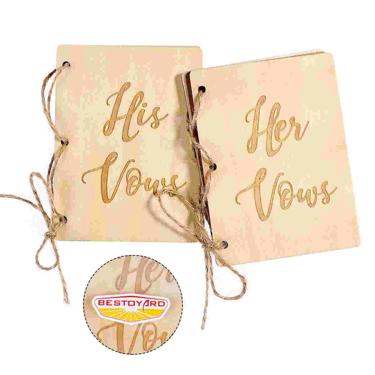 BESTOYARD 2Pcs Creative His and Her Vow Books Brown Kraft Paper Booklet for Wedding Journal Engagement Gift