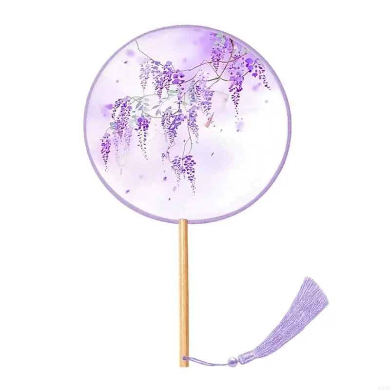 Classical Silk Fan Hand Fan NonFolding Tassels Fan Dance Wedding Fan 