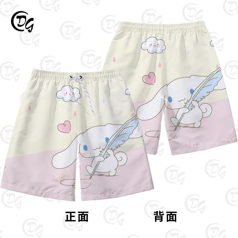 سانريو اليشم الغار الكلب كبير الأذن الكلب لطيف السراويل الرجال الفتيات الأزواج ارتداء الوالدين والطفل بناطيل الشواطئ شورت كرة السلة #1