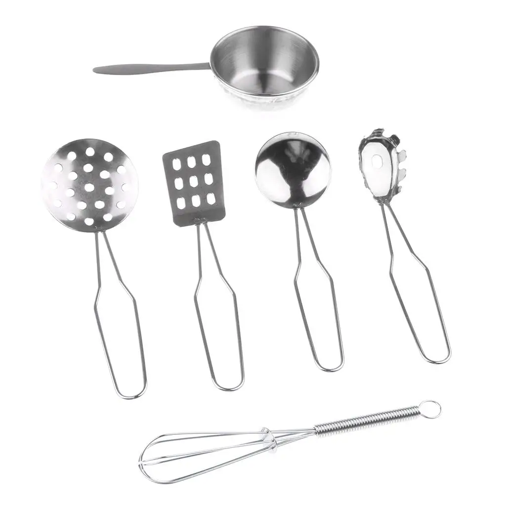 Children’s Kitchen Utensils Stainless Steel Cooking Set Play Food Pretend Chef Toy Play Kitchen Kit for Kids Education