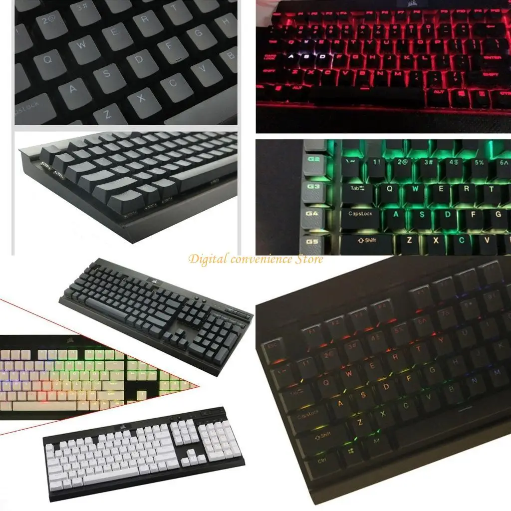 

97QA K70 K65 K95 RGB Keyboard 104 for Key PBT Douhle Shot Through Keycap with 6.5U Space Bar Black White