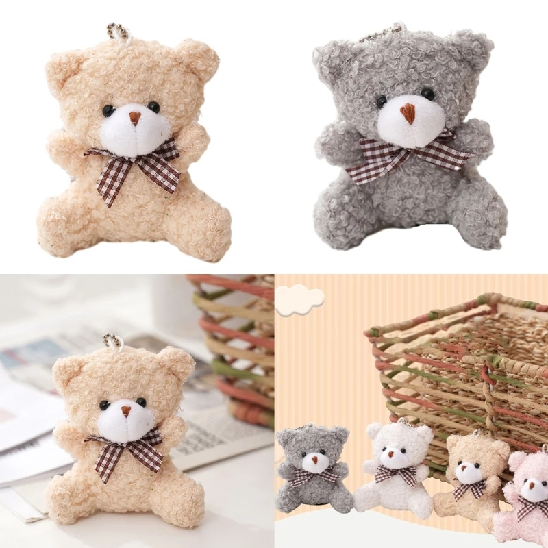 Soft Stuffed Bear Mini Dolls Plush Key Chain Party Wedding Xmas Decoration Gifts Kids Keychain Pendant