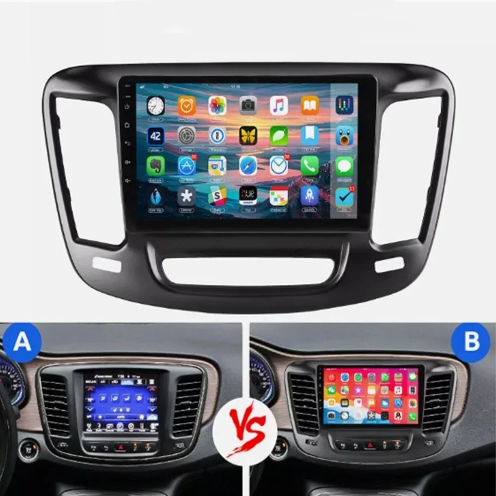 Navegación de coche de 9 pulgadas compatible con CarPlay + Android Auto / 4 + 64G + AHD Android 13 para Chrysler 200C 2015-2019