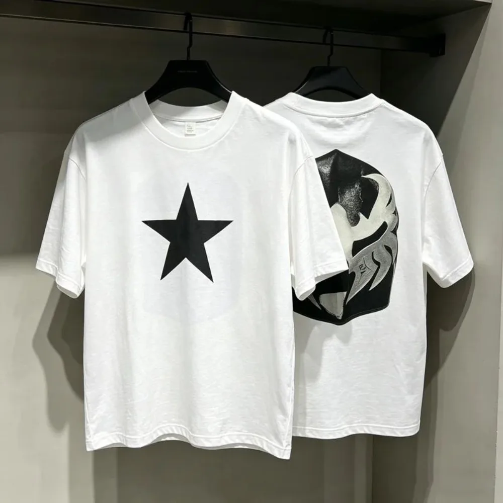 2026 Summer Short Sleeve Chest Five-pointed Star Print T Shirt Men Women Kanye West Bully LS-07 YE LIVE T-shirt Tops Tee