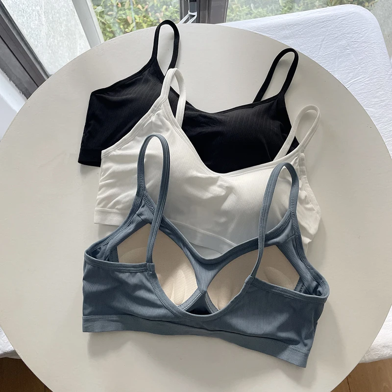 Summer White Ice Silk Seamless With Chest Pad Bra Small Sling Vest-Sle Bottoming Sports Underwear Women Wrap-around Tube Top