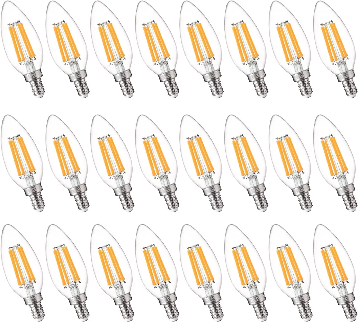 Dimmable LED Candelabra Bulbs E12 Base 5 5 Watt Soft White 2700K 800 Lumen 24 Pack UL Listed