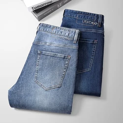 Calça jeans clássica masculina, reta, stretch, casual, trabalho, calça jeans, roupa de marca masculina, negócio, moda