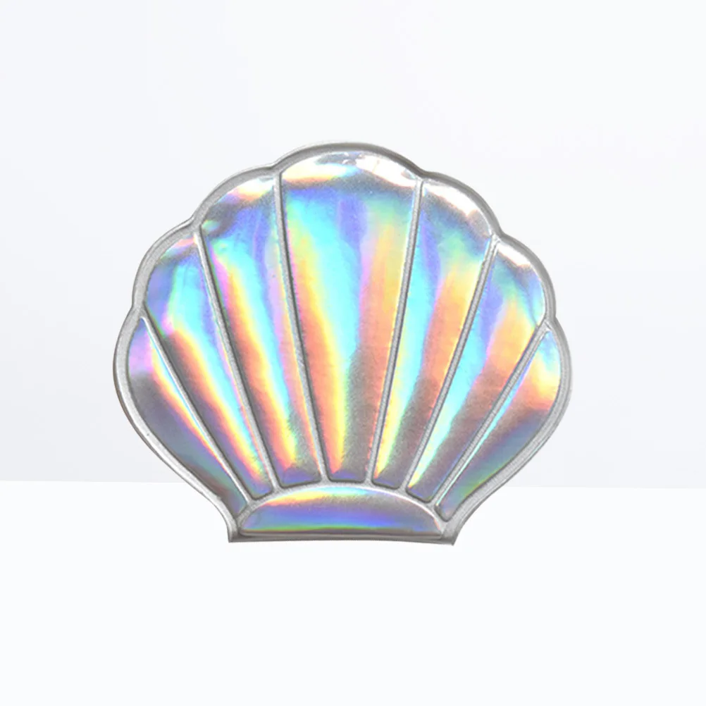 Compacte make-upspiegel met schaalontwerp Dubbelzijdige PU-hoes Hologram-afwerking Zakspiegel voor thuisgebruik op reis Zilver